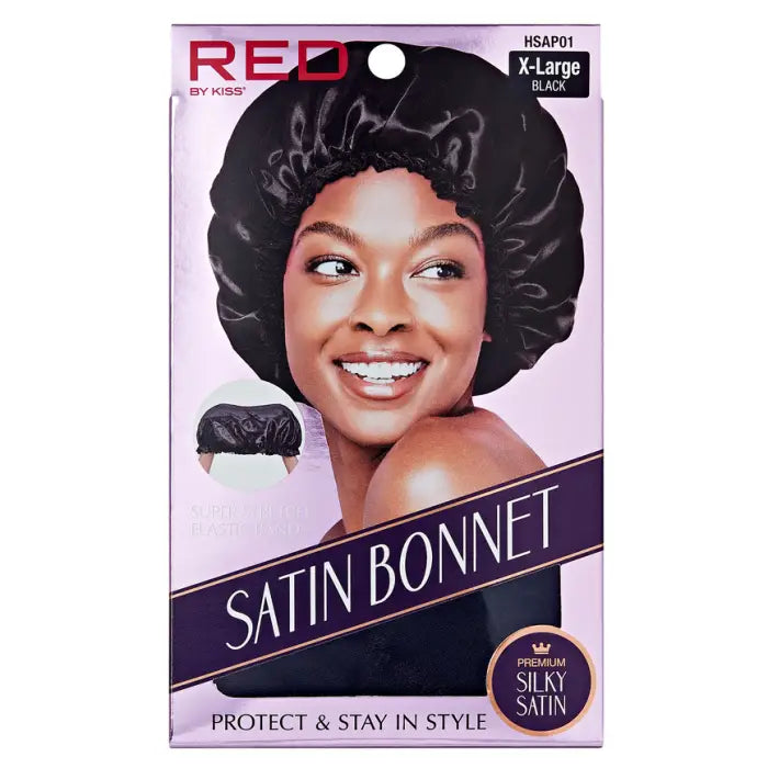 RED BY KISS SATIN BONNET BLACK #HSAP01