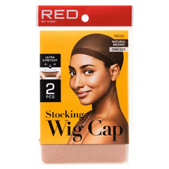 RED BY KISS STOCKING WIG CAP 2PC NATURAL BROWN #HWC08