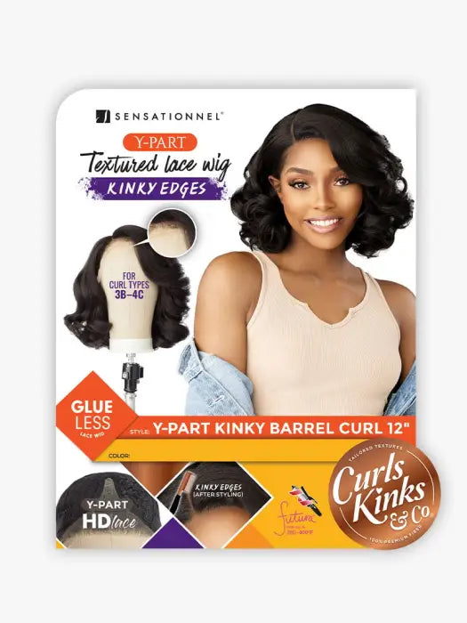 SENSATIONNEL CURLS KINKS N CO KINKY EDGES Y-PART KINKY BARREL CURL 12"