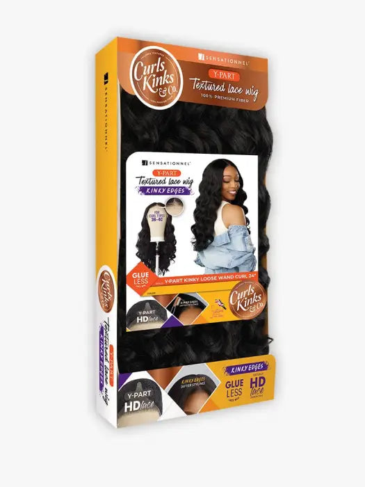 SENSATIONNEL CURLS KINKS N CO KINKY EDGES Y-PART KINKY LOOSE WAND CURL 24"