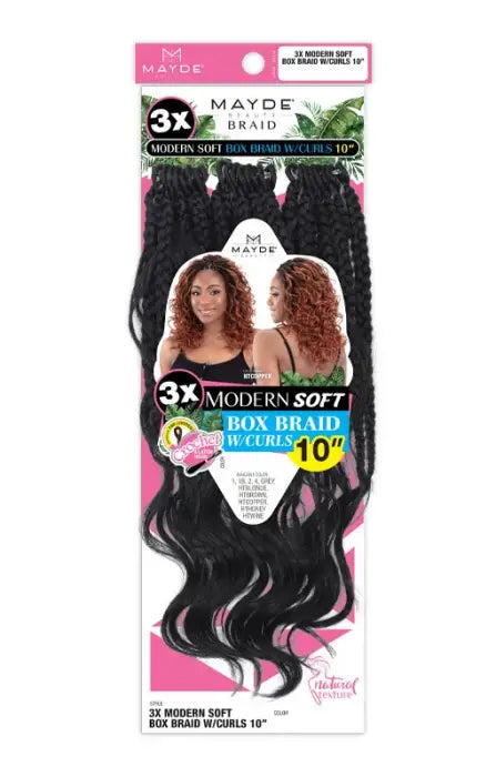 MAYDE BEAUTY CROCHET BRAID 3X MODERN SOFT BOX BRAID WITH CURLS 10"