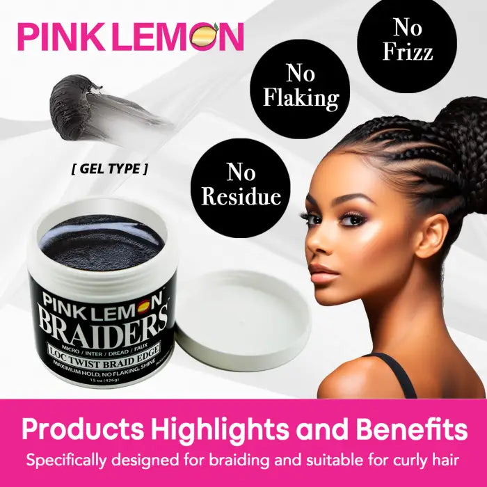 BELLATIQUE PINKLEMON BRAIDERS LOC TWIST BRAID EDGE GEL 5oz-10oz