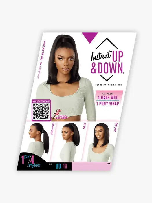 SENSATIONNEL INSTANT UP & DOWN PONY WRAP HALF WIG UD 19