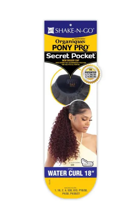 SHAKE N GO ORGANIQUE SECRET POCKET PONY PRO WATER CURL 18