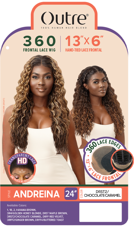 OUTRE 100% HUMAN HAIR BLEND 360 FRONTAL LACE 13X6 HD LACE FRONT WIG ANDREINA