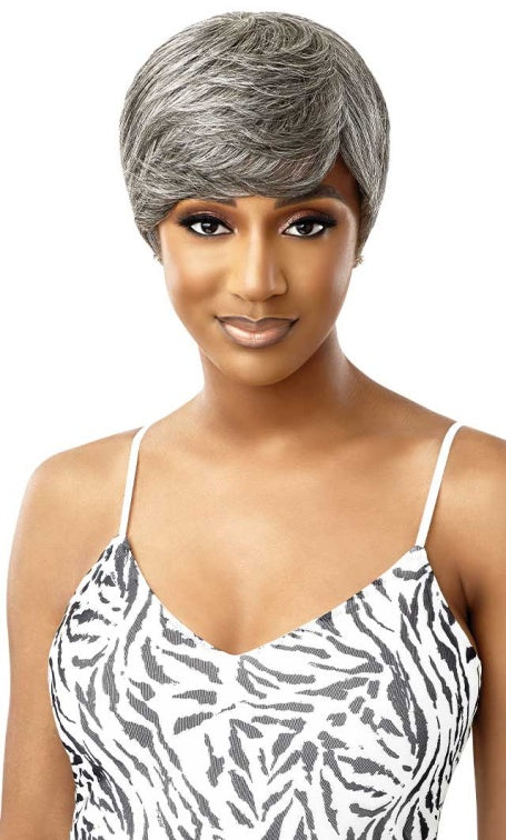 OUTRE UNPROCESSED HUMAN HAIR FAB & FLY GRAY GLMOUR FULL CAP WIG HH ASHA