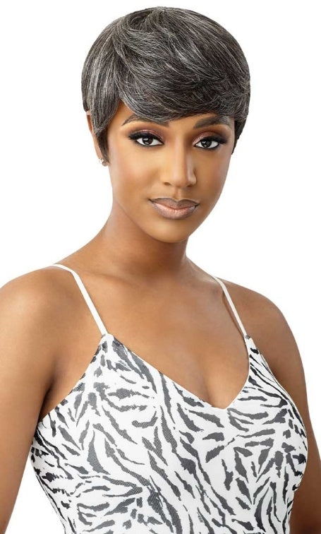 OUTRE UNPROCESSED HUMAN HAIR FAB & FLY GRAY GLMOUR FULL CAP WIG HH ASHA