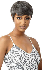 OUTRE UNPROCESSED HUMAN HAIR FAB & FLY GRAY GLMOUR FULL CAP WIG HH ASHA