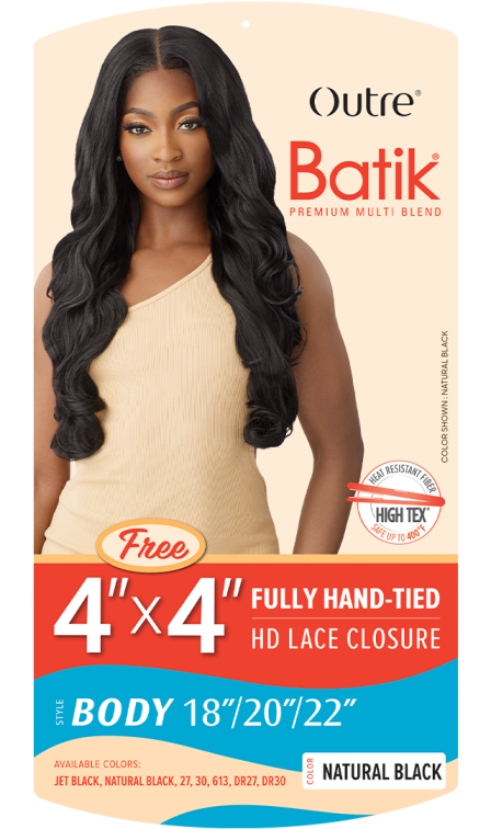 OUTRE SYNTHETIC WEAVE BATIK BODY 18/20/22 + 4X4 HD LACE CLOSURE