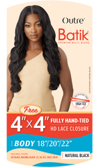 OUTRE SYNTHETIC WEAVE BATIK BODY 18/20/22 + 4X4 HD LACE CLOSURE