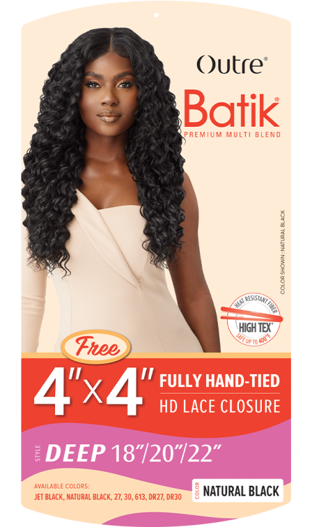 OUTRE SYNTHETIC WEAVE BATIK DEEP 18/20/22 + 4X4 HD LACE CLOSURE