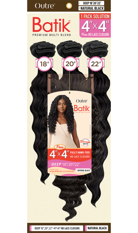 OUTRE SYNTHETIC WEAVE BATIK DEEP 18/20/22 + 4X4 HD LACE CLOSURE