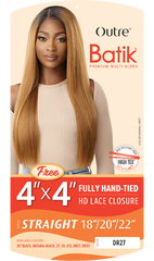 OUTRE SYNTHETIC WEAVE BATIK STRAIGHT 18/20/22 + 4X4 HD LACE CLOSURE