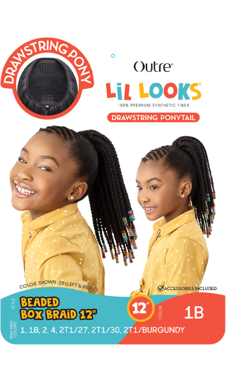 OUTRE LIL LOOKS DRAWSTRING PONYTAIL BEADED BOX BRAIDS 12″