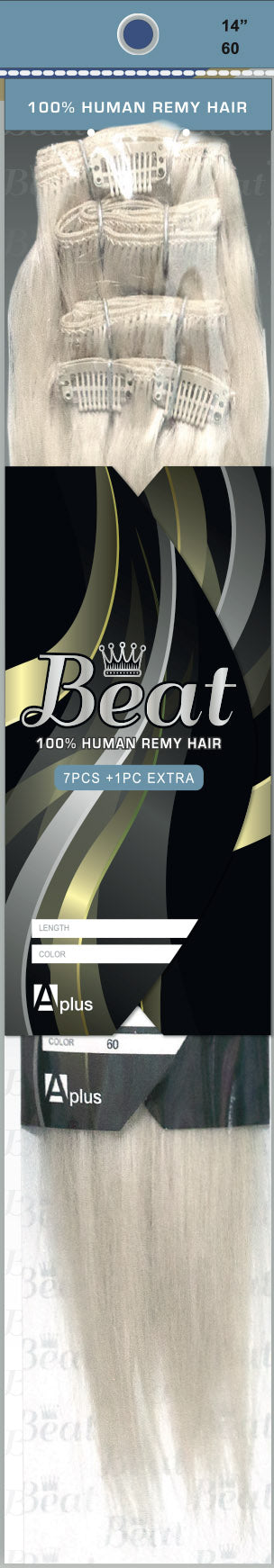 A PLUS HAIR COLLECTION 100% REMY HUMAN HAIR BEAT 8PCS CLIP IN EXTENSION