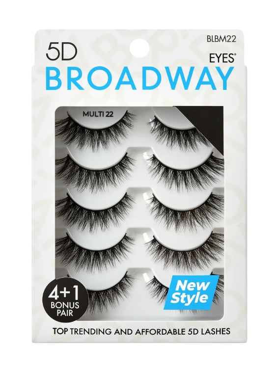 KISS BROADWAY 5D EYELASHES 5 PAIR MULTIPACK 22