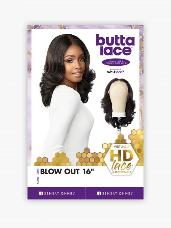 SENSATIONNEL BUTTA LACE HUMAN HAIR BLENDED HD LACE FRONT WIG BLOW OUT 16"