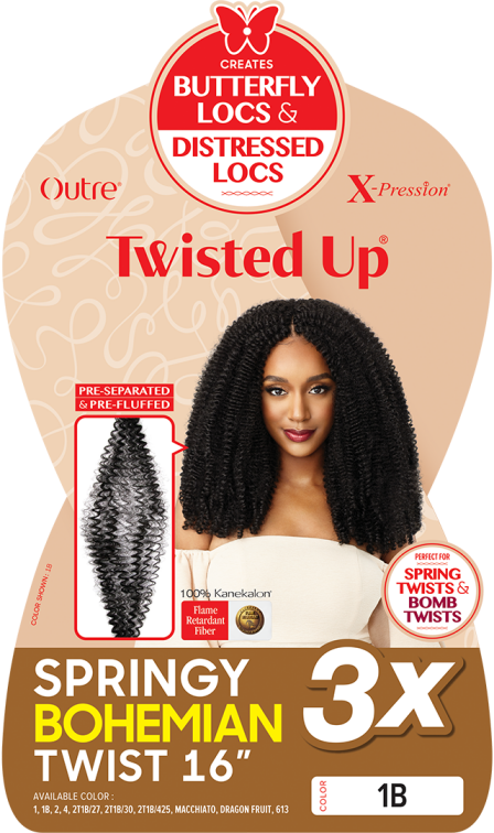 OUTRE X-PRESSION TWISTED UP CROCHET BRAID 3X SPRINGY BOHEMIAN TWIST 16"