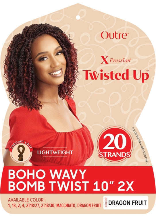 OUTRE X-PRESSION TWISTED UP CROCHET BRAID 2X BOHO WAVY BOMBTWIST 10"