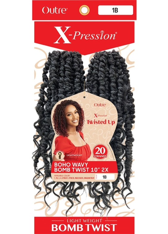 OUTRE X-PRESSION TWISTED UP CROCHET BRAID 2X BOHO WAVY BOMBTWIST 10"