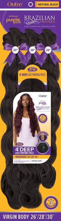 OUTRE HUMAN HAIR BLEND WEAVE PURPLE PACK BRAZILIAN BOUTIQUE VIRGIN BODY 26/28/30