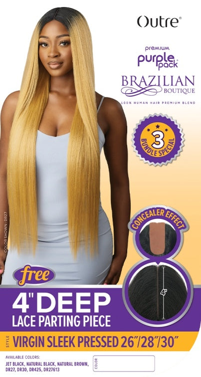 OUTRE HUMAN HAIR BLEND WEAVE PURPLE PACK BRAZILIAN BOUTIQUE VIRGIN SLEEK PRESSED 26/28/30