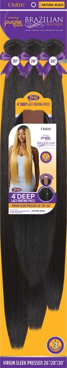 OUTRE HUMAN HAIR BLEND WEAVE PURPLE PACK BRAZILIAN BOUTIQUE VIRGIN SLEEK PRESSED 26/28/30