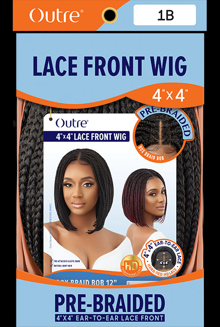 OUTRE PRE BRAIDED 4X4 EAR TO EAR HD LACE FRONT WIG BOX BRAID BOB 12