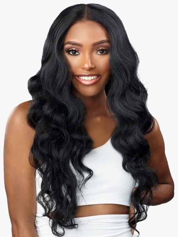 SENSATIONNEL BUTTA LACE HUMAN HAIR BLENDED HD LACE FRONT WIG CURLY BODY 26