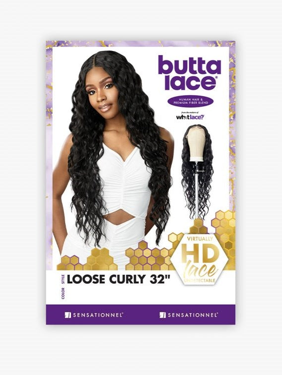 SENSATIONNEL BUTTA LACE HUMAN HAIR BLENDED HD LACE FRONT WIG LOOSE CURLY 32"