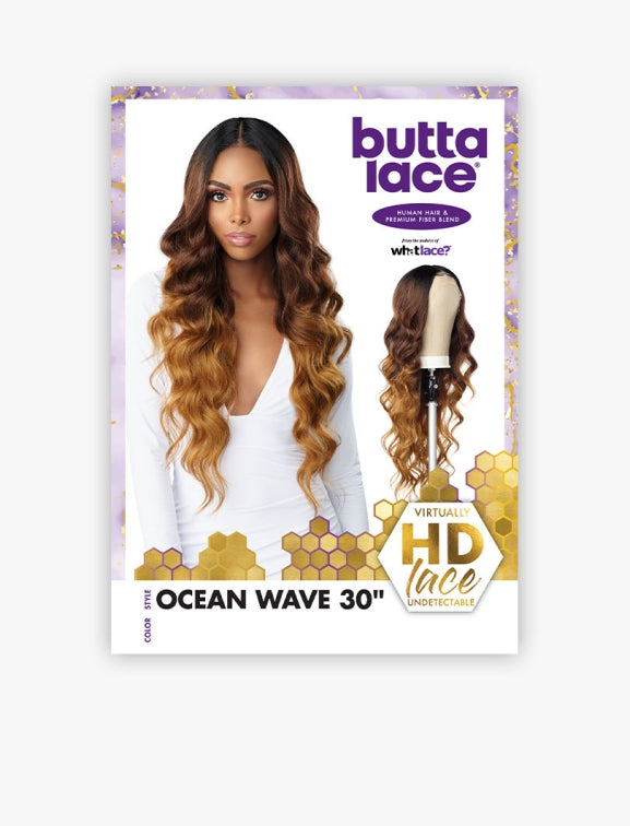 SENSATIONNEL HUMAN HAIR BLEND HD LACE FRONT BUTTA OCEAN WAVE 30"