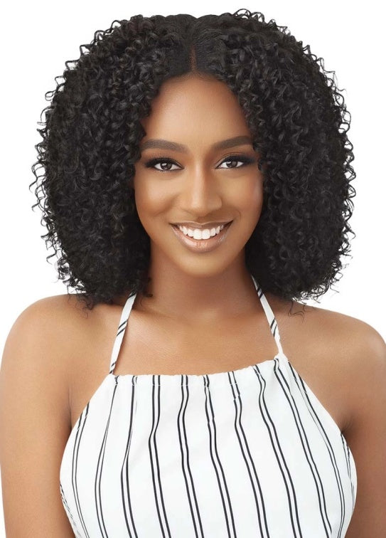 OUTRE BIG BEAUTIFUL HAIR HUMAN HAIR BLEND LEAVE OUT U PART WIG CURLY TWIST 14