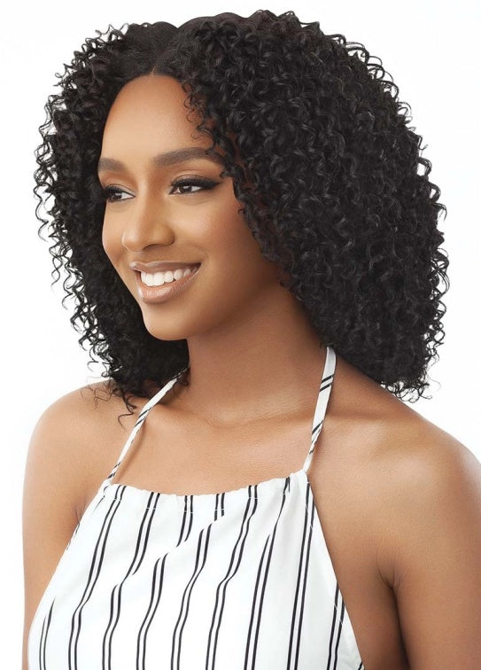 OUTRE BIG BEAUTIFUL HAIR HUMAN HAIR BLEND LEAVE OUT U PART WIG CURLY TWIST 14