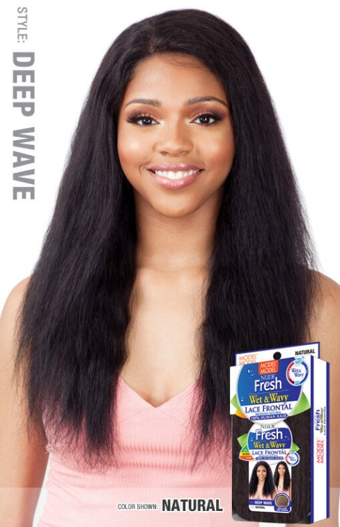 MODEL MODEL NUDE FRESH WET & WAVY BRAZILIAN NATURAL HUMAN HAIR LACE FRONTAL WIG DEEP WAVE