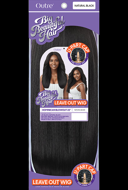 OUTRE BIG BEAUTIFUL HAIR HUMAN HAIR BLEND LEAVE OUT U PART WIG DOMINICAN BLOWOUT 22"