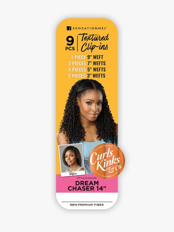 SENSATIONNEL CURLS KINKS & CO TEXTURED CLIP IN EXTENSION DREAM CHASER 14