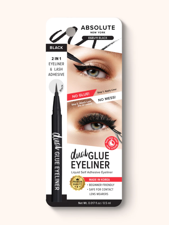 ABSOLUTE NEW YORK DUAL LASH GLUE EYELINER BLACK