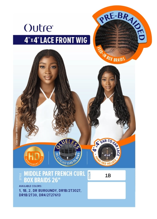 OUTRE 4X4 LACE FRONT WIG MIDDLE PART FRENCH CURL BOX BRAIDS 26"