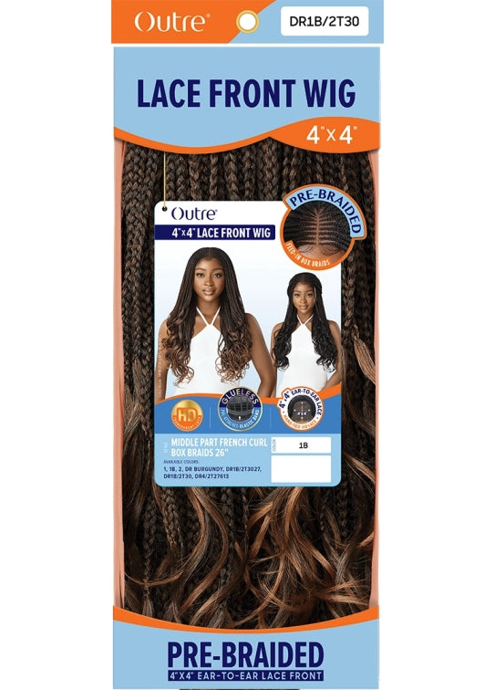 OUTRE 4X4 LACE FRONT WIG MIDDLE PART FRENCH CURL BOX BRAIDS 26"