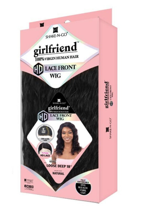 SHAKE N GO GIRLFRIEND 100% VIRGIN HUMAN HAIR HD LACE FRONT WIG LOOSE DEEP 18"