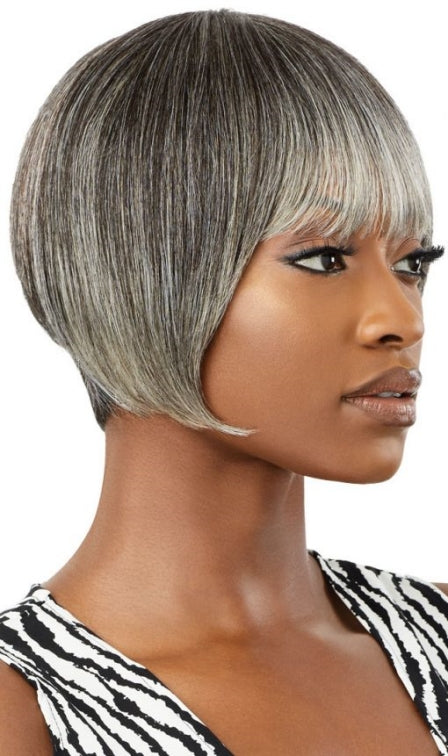 OUTRE UNPROCESSED HUMAN HAIR FAB & FLY GRAY GLMOUR FULL CAP WIG  HARRIET