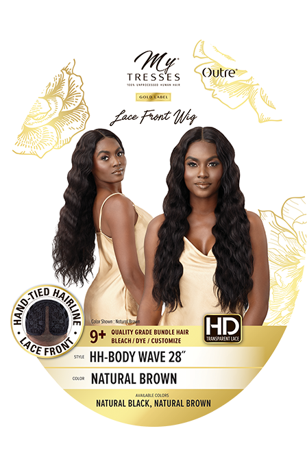 OUTRE 100% UNPROCESSED HUMAN HAIR MYTRESSES GOLD LABEL HD LACE FRONT WIG HH-BODY WAVE 28