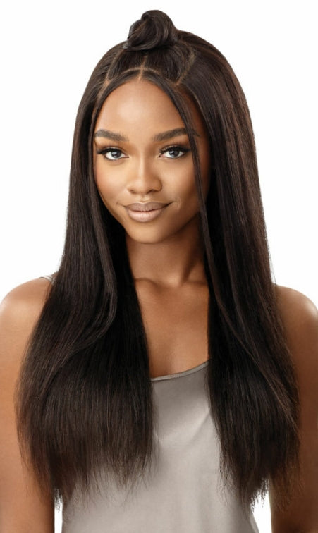 OUTRE 100% UNPROCESSED HUMAN HAIR MYTRESSES BLACK LABEL CUSTOMIZED 13X4 HD LACE FRONTAL WIG HH-VIRGIN STRAIGHT 26″