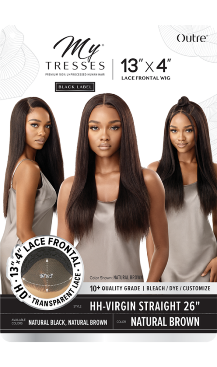 OUTRE 100% UNPROCESSED HUMAN HAIR MYTRESSES BLACK LABEL CUSTOMIZED 13X4 HD LACE FRONTAL WIG HH-VIRGIN STRAIGHT 26″