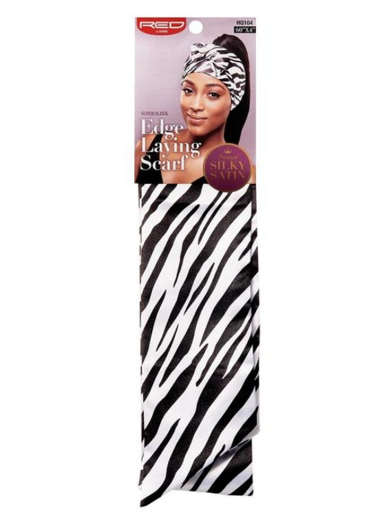 RED BY KISS SILKY SATIN EDGE LAYING SCARF ZEBRA