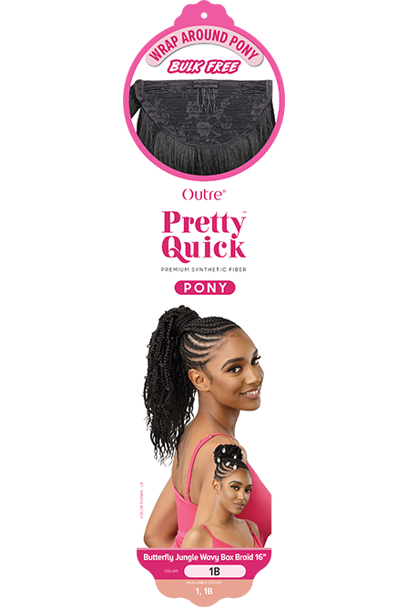 OUTRE PRETTY QUICK WRAP PONYTAIL BUTTERFLY JUNGLE WAVY BOX BRAID 16"