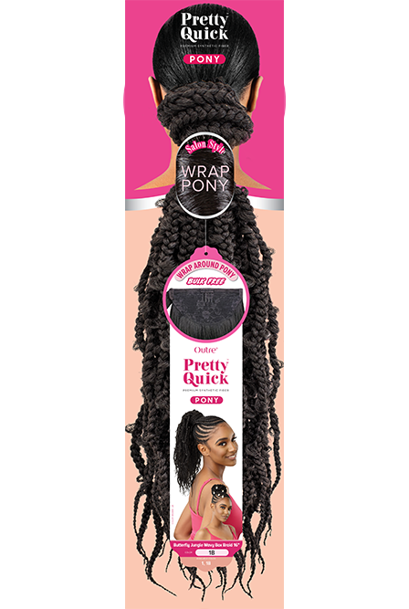 OUTRE PRETTY QUICK WRAP PONYTAIL BUTTERFLY JUNGLE WAVY BOX BRAID 16"