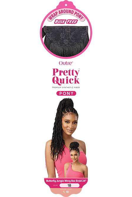 OUTRE PRETTY QUICK WRAP PONYTAIL BUTTERFLY JUNGLE WAVY BOX BRAID 24"