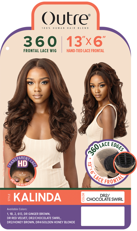 OUTRE 100% HUMAN HAIR BLEND 360 FRONTAL LACE 13X6 HD LACE FRONT WIG KALINDA