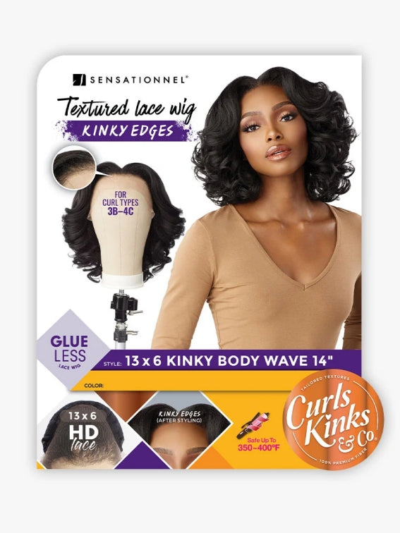 SENSATIONNEL CURLS KINKS N CO KINKY EDGES 13X6 LACE WIG KINKY BODY WAVE 14"